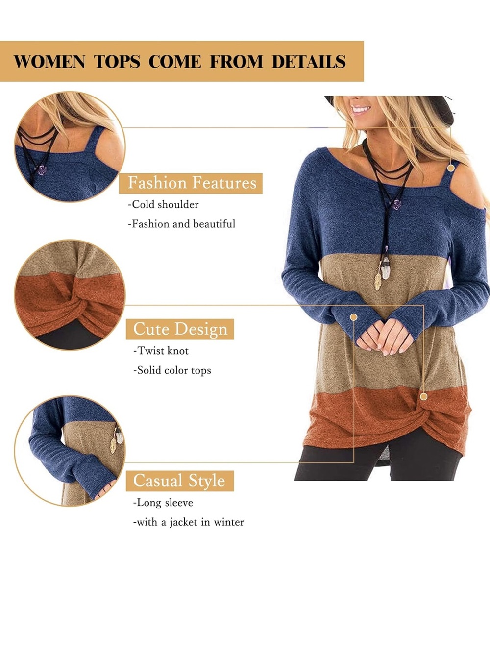 Excellent condition! Cold-Shoulder Colorblock Long Sleeve Top. Size Large. - Picture 14 of 15